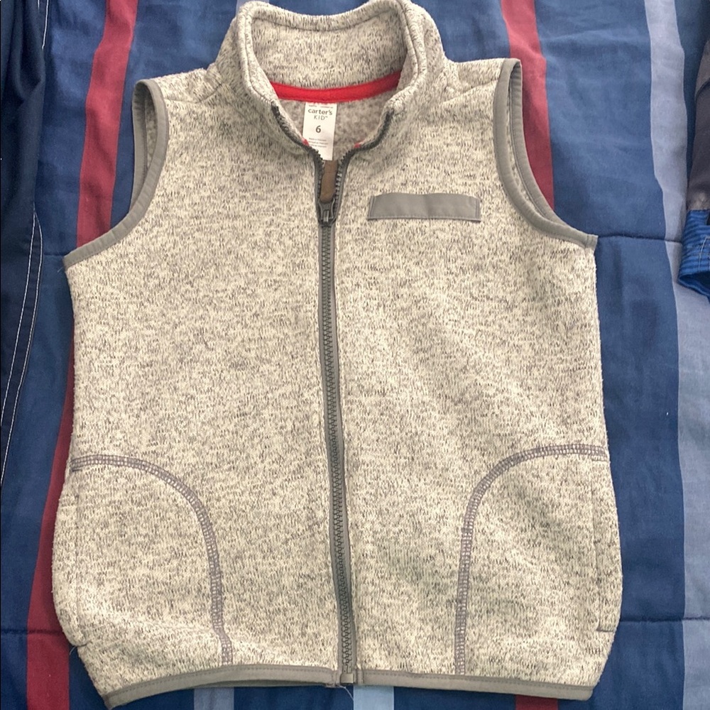 Carter's Gray and Red Fleece Vest